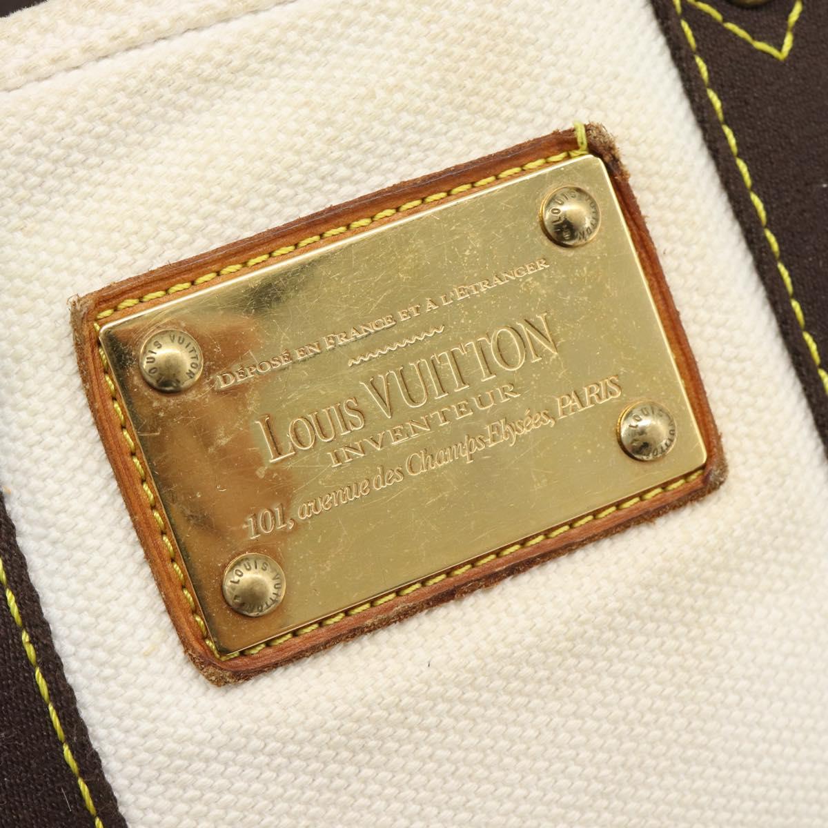 LOUIS VUITTON Antigua Cabas PM Tote Bag White Brown M40036 LV Auth bs36588