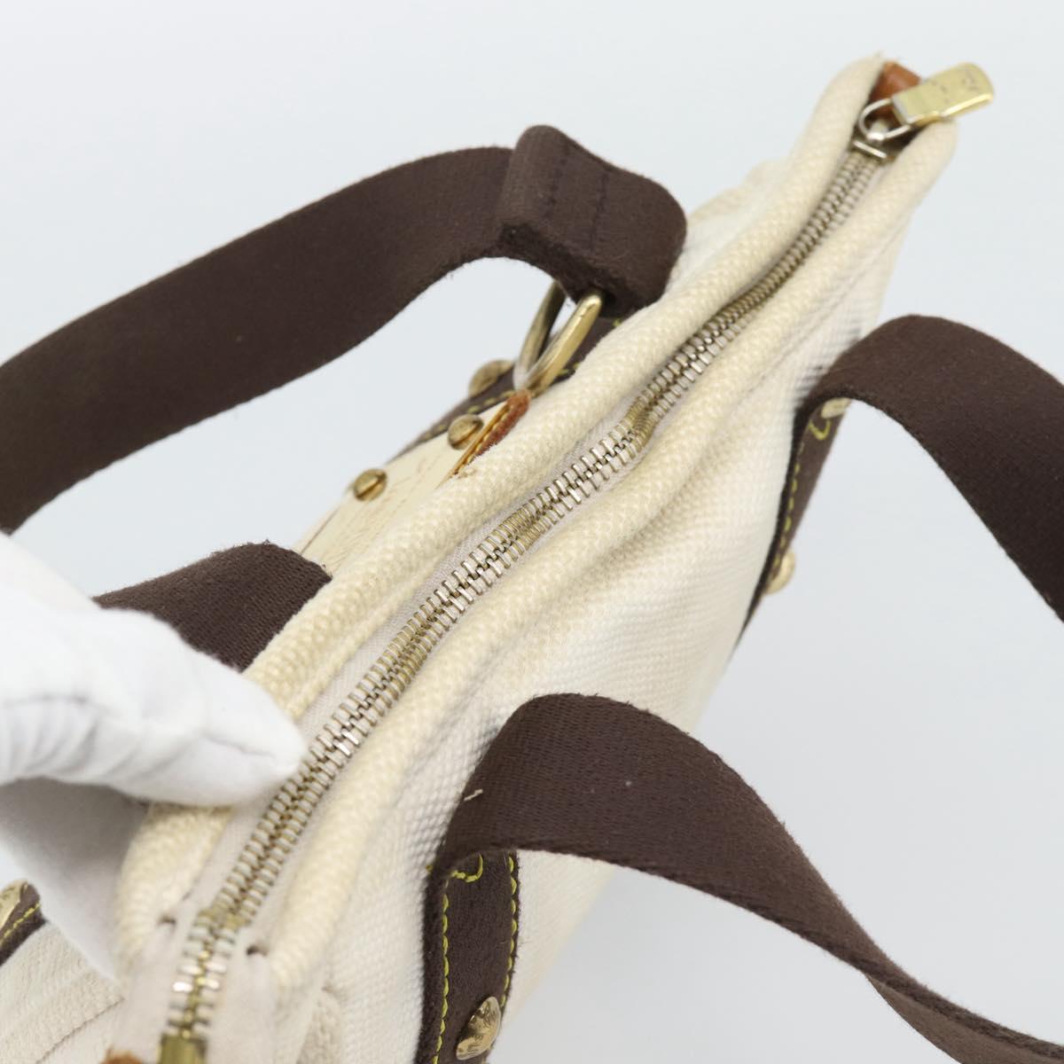 LOUIS VUITTON Antigua Cabas PM Tote Bag White Brown M40036 LV Auth bs36588