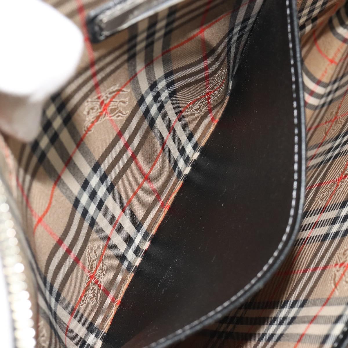 BURBERRY Briefcase Leather Black Silver Auth bs36590