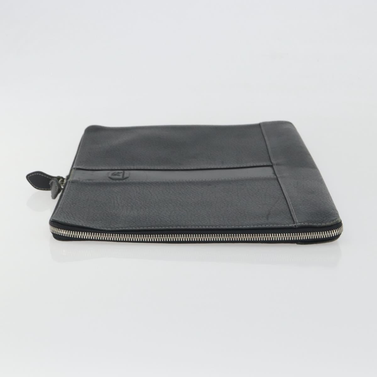 BURBERRY Briefcase Leather Black Silver Auth bs36590