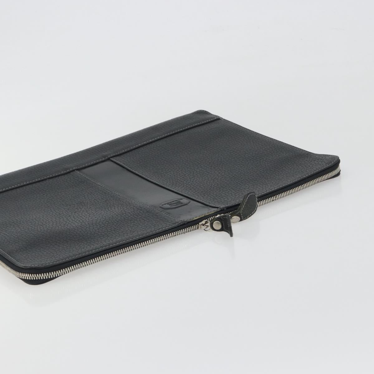 BURBERRY Briefcase Leather Black Silver Auth bs36590