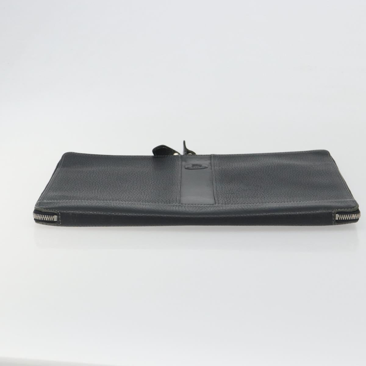 BURBERRY Briefcase Leather Black Silver Auth bs36590