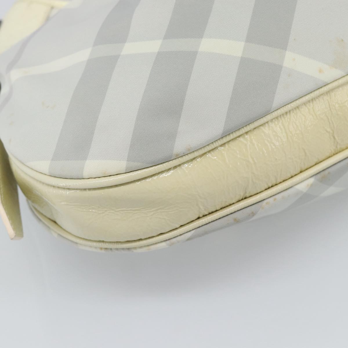 BURBERRY Nova Check Hand Bag PVC Light Blue Silver Auth bs36591