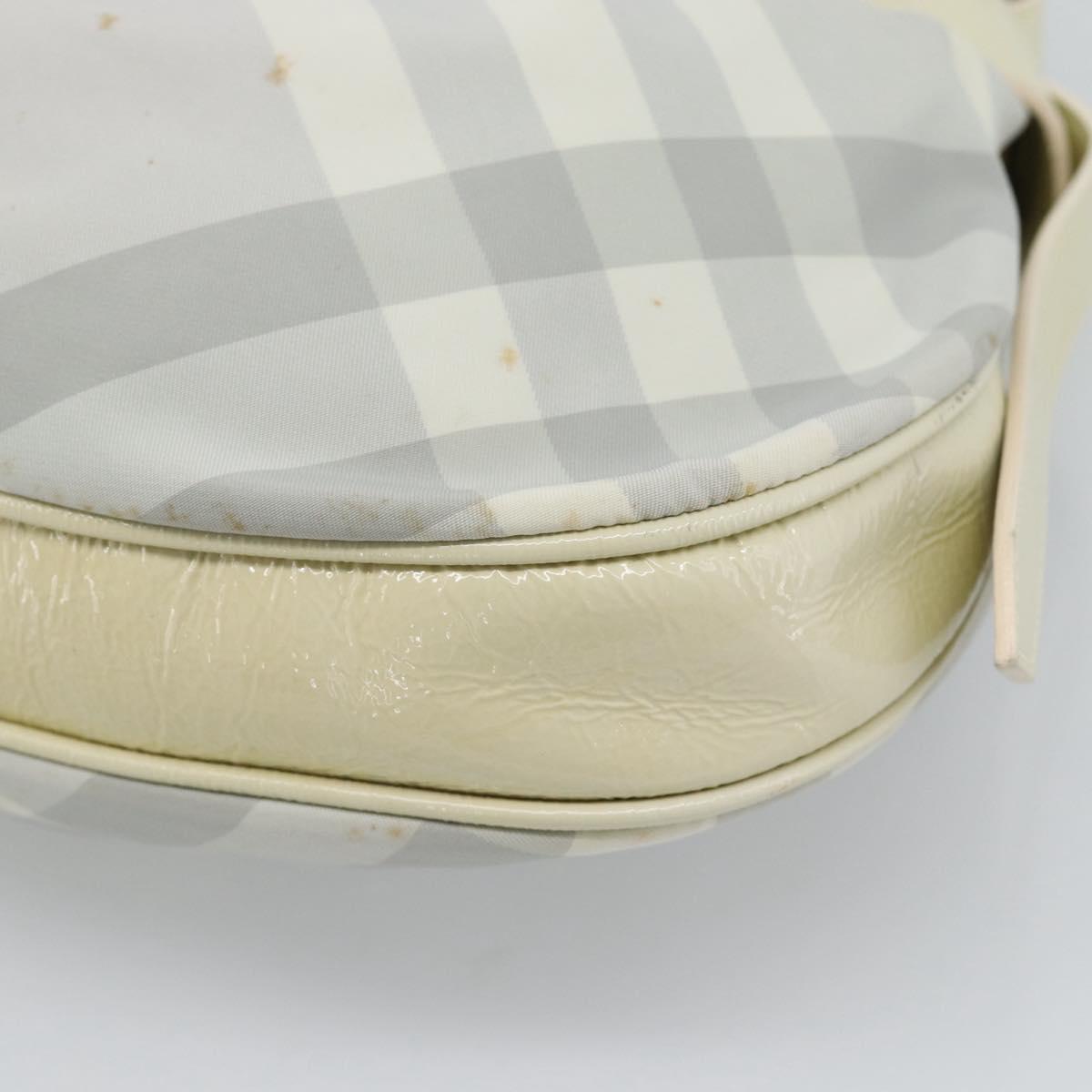 BURBERRY Nova Check Hand Bag PVC Light Blue Silver Auth bs36591