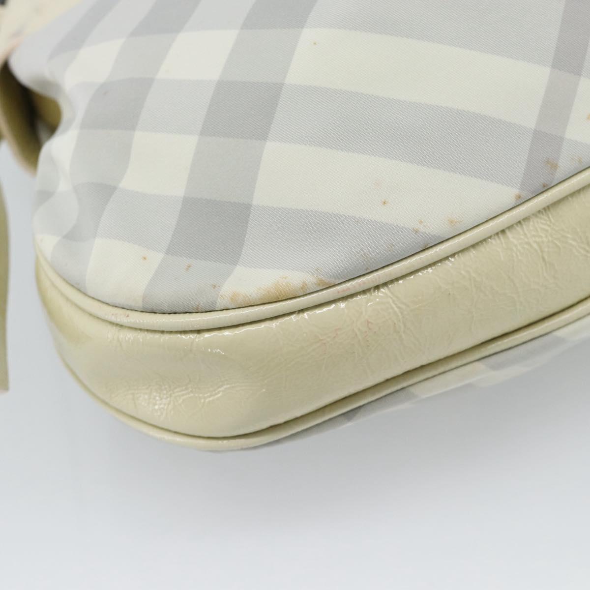 BURBERRY Nova Check Hand Bag PVC Light Blue Silver Auth bs36591