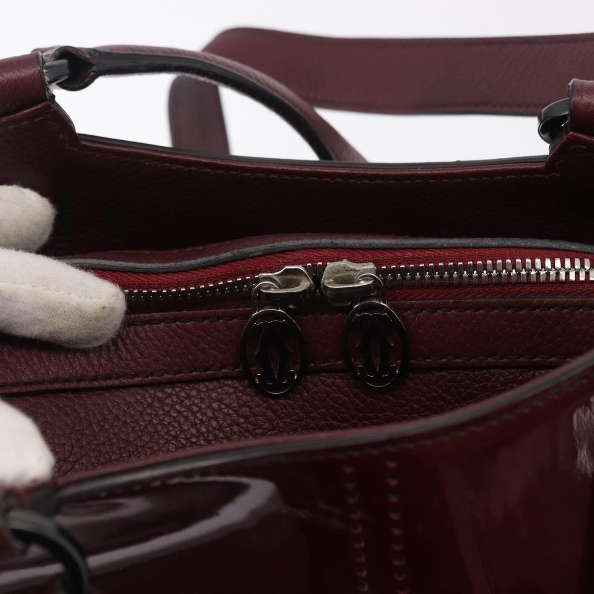 CARTIER Marcello de Cartier Hand Bag Patent leather 2way Bordeaux Auth bs36593A