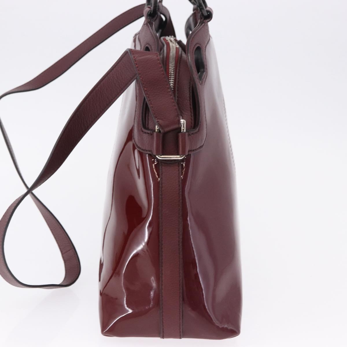 CARTIER Marcello de Cartier Hand Bag Patent leather 2way Bordeaux Auth bs36593A