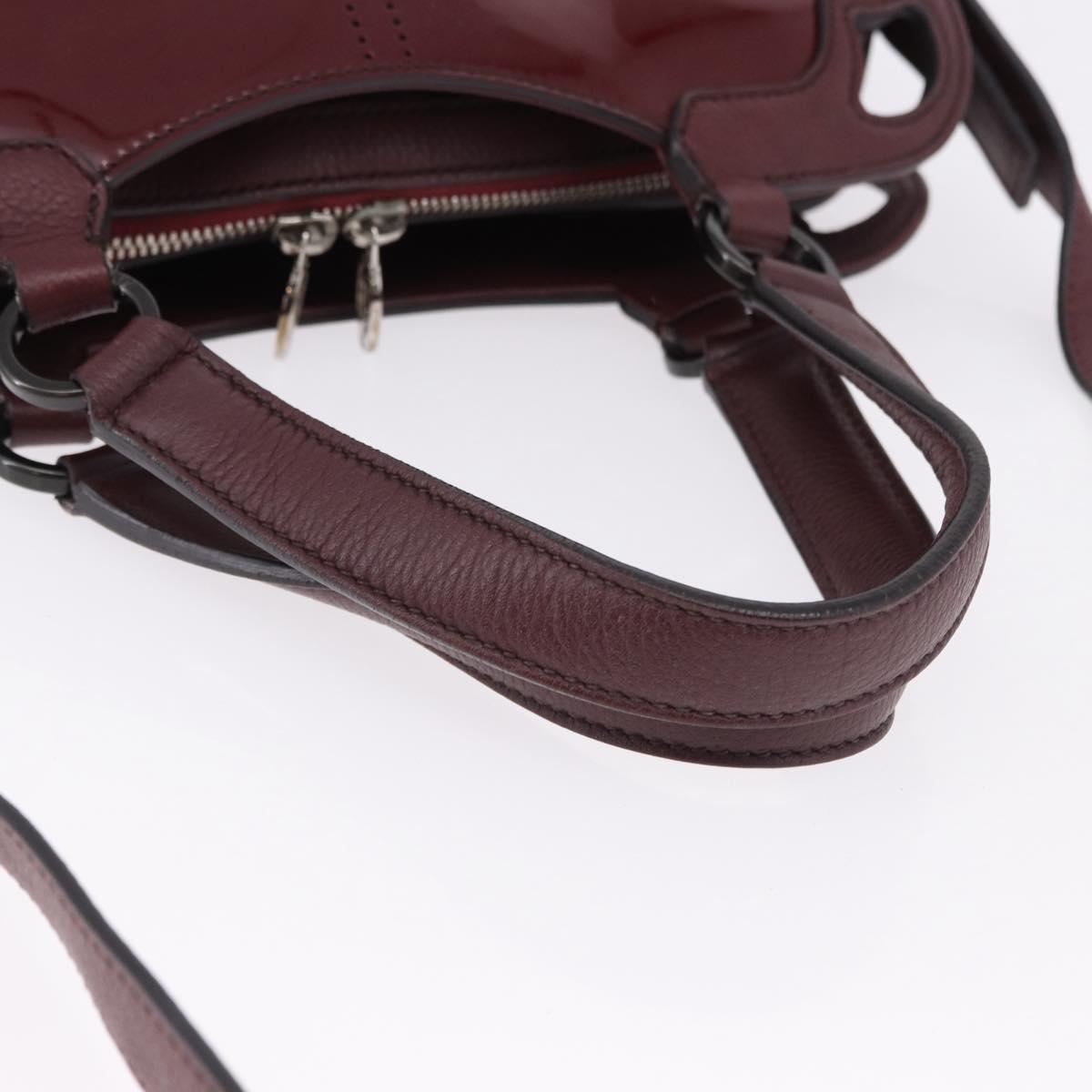CARTIER Marcello de Cartier Hand Bag Patent leather 2way Bordeaux Auth bs36593A