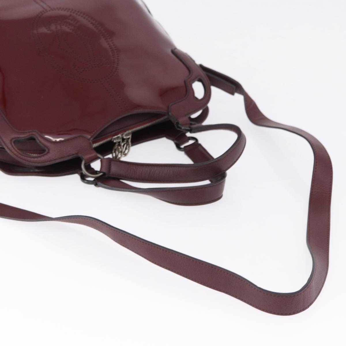 CARTIER Marcello de Cartier Hand Bag Patent leather 2way Bordeaux Auth bs36593A