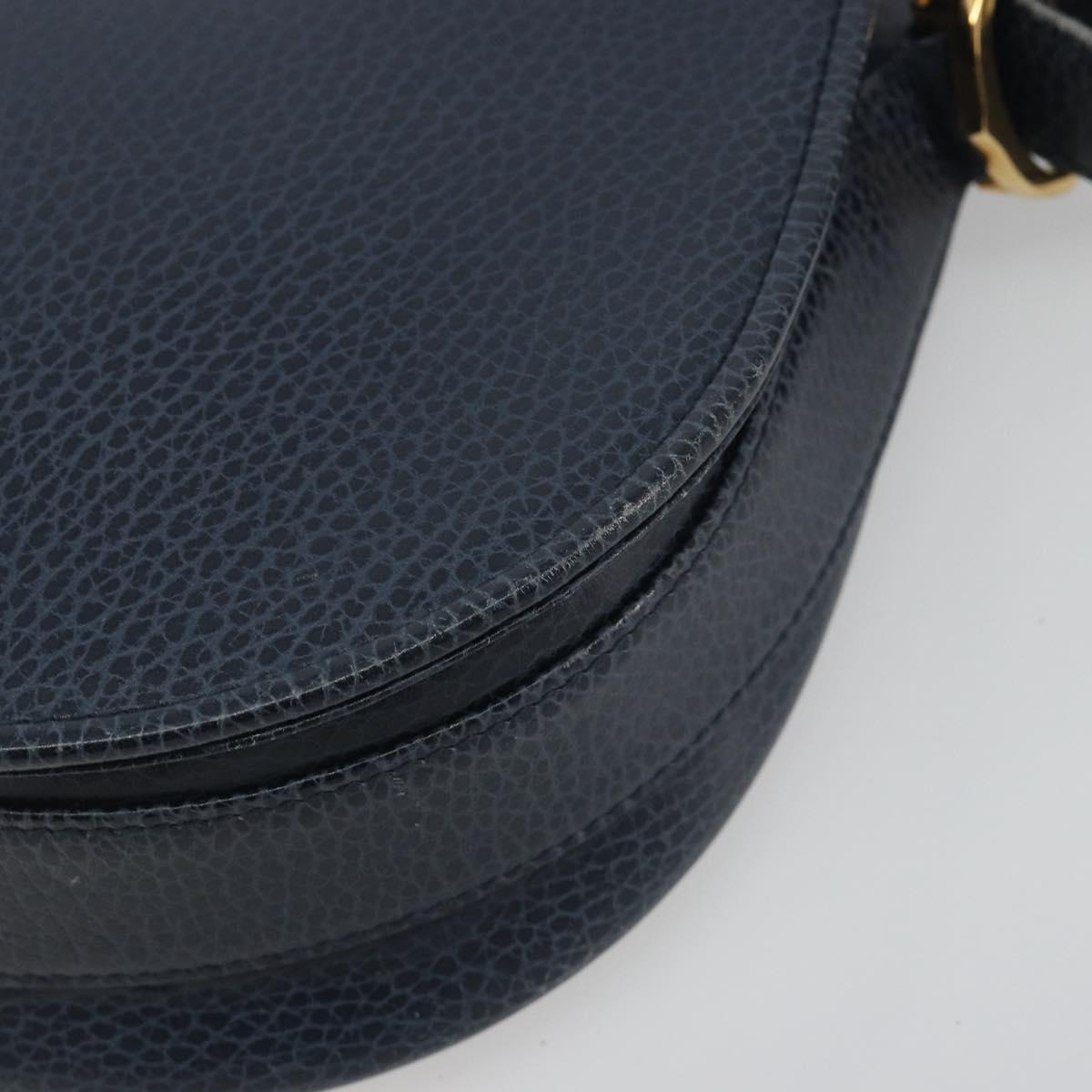 CARTIER Must Line Shoulder Bag Leather Blue Gold Auth bs36594
