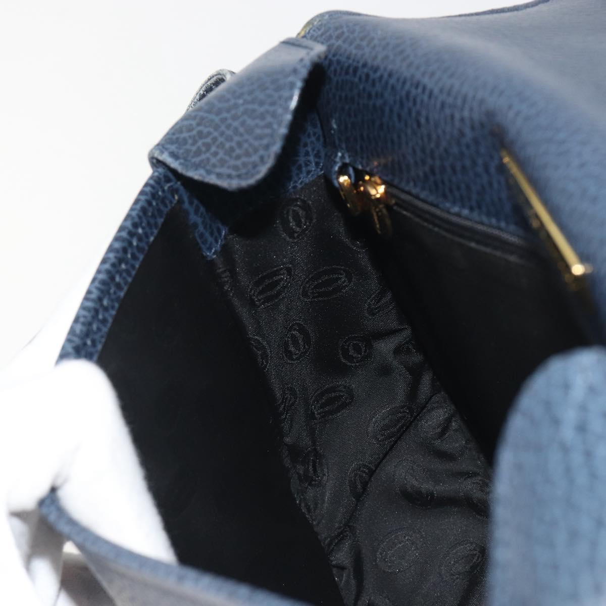 CARTIER Must Line Shoulder Bag Leather Blue Gold Auth bs36594