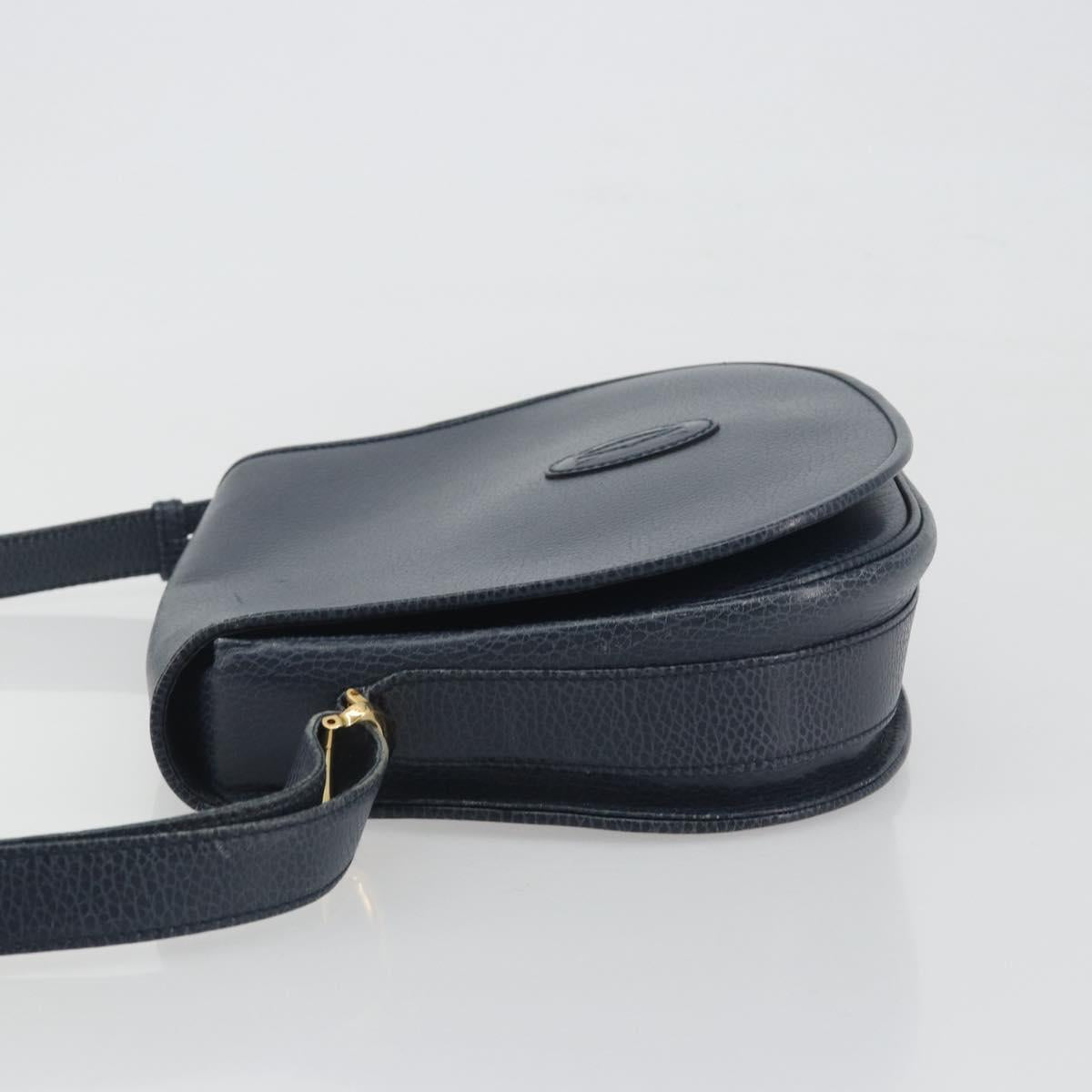 CARTIER Must Line Shoulder Bag Leather Blue Gold Auth bs36594