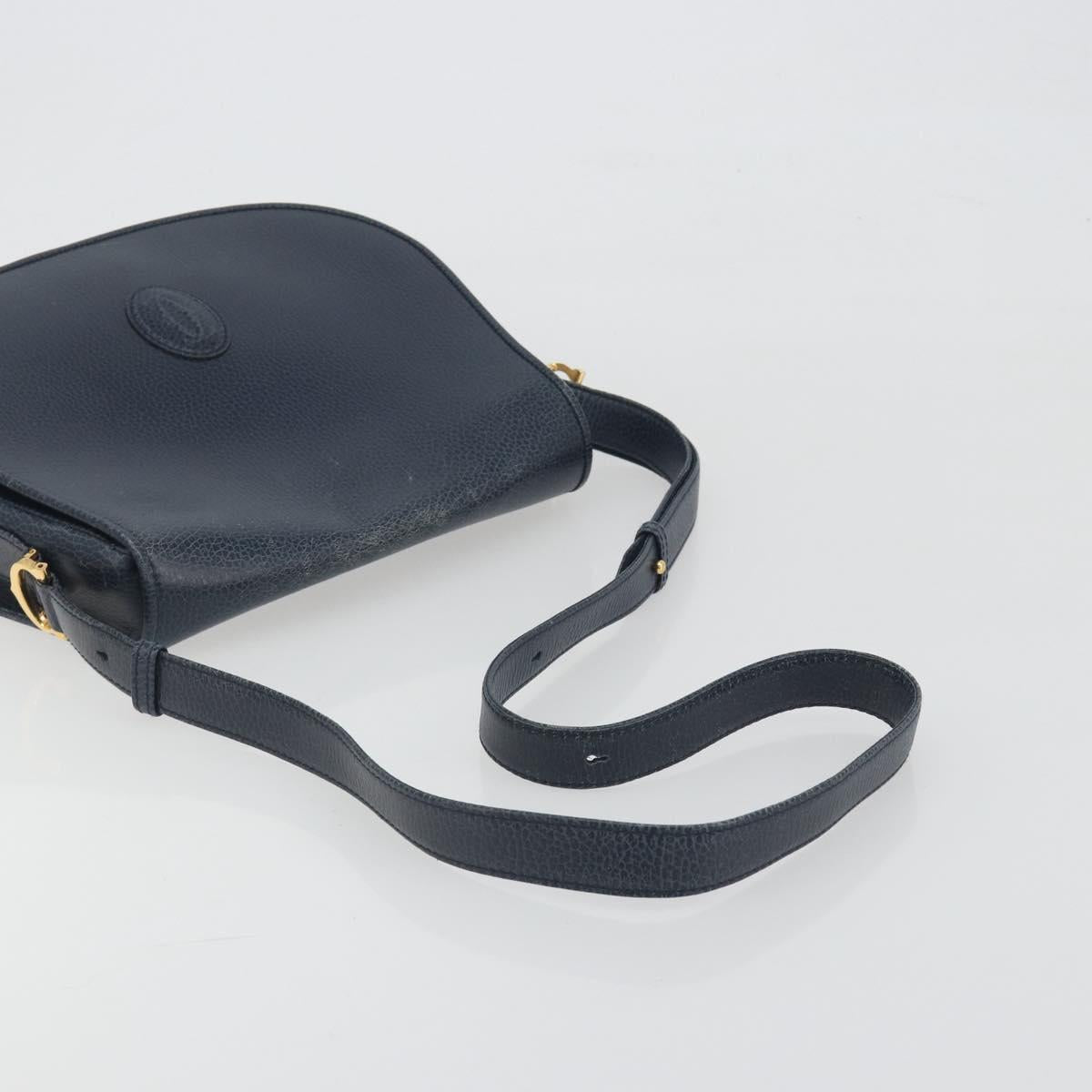 CARTIER Must Line Shoulder Bag Leather Blue Gold Auth bs36594