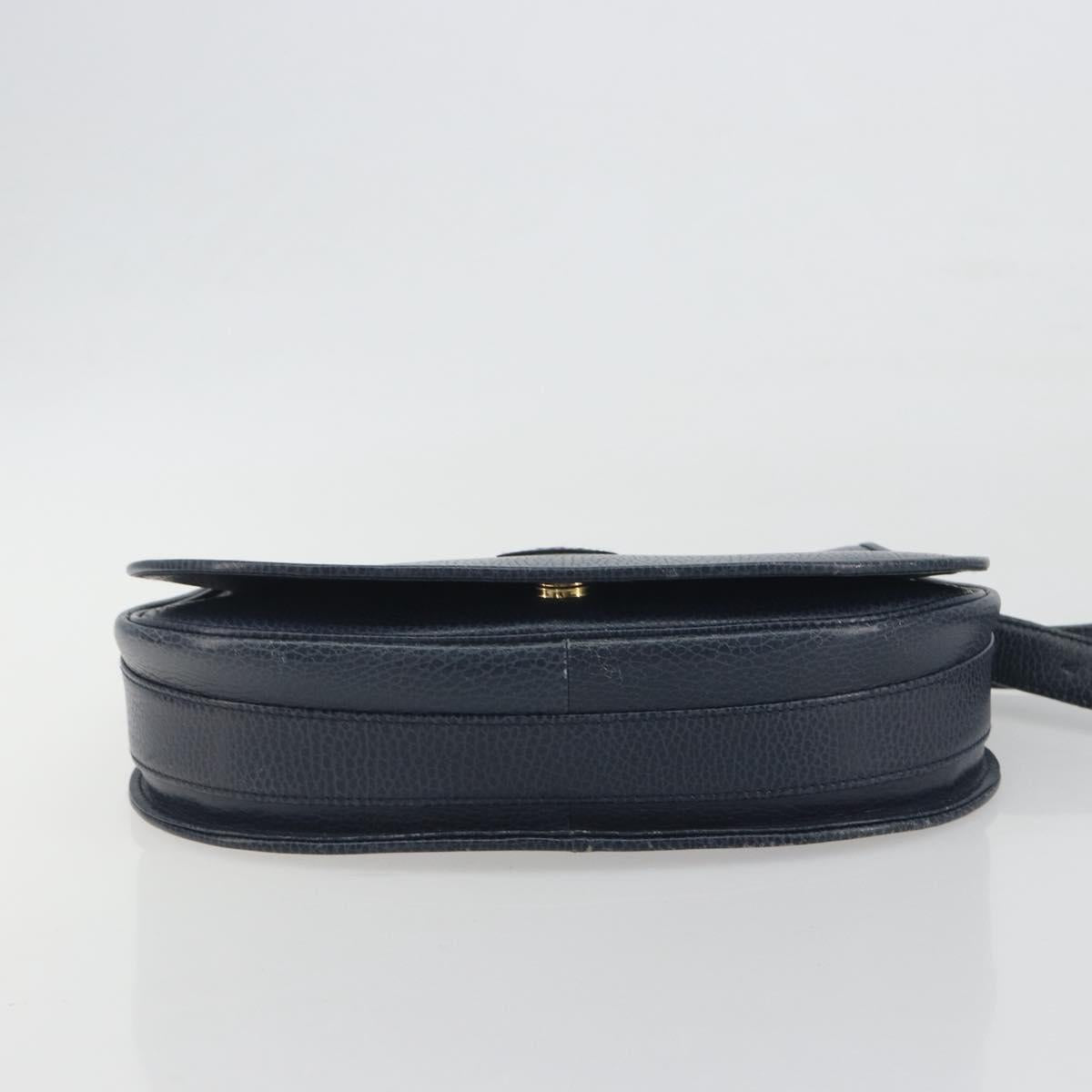 CARTIER Must Line Shoulder Bag Leather Blue Gold Auth bs36594