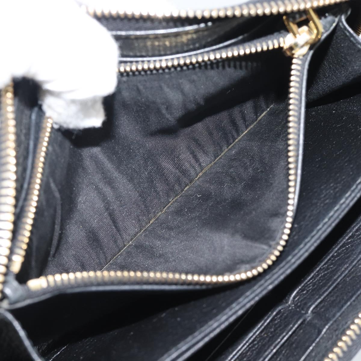 PRADA Long Wallet Leather Black Gold Auth bs36598