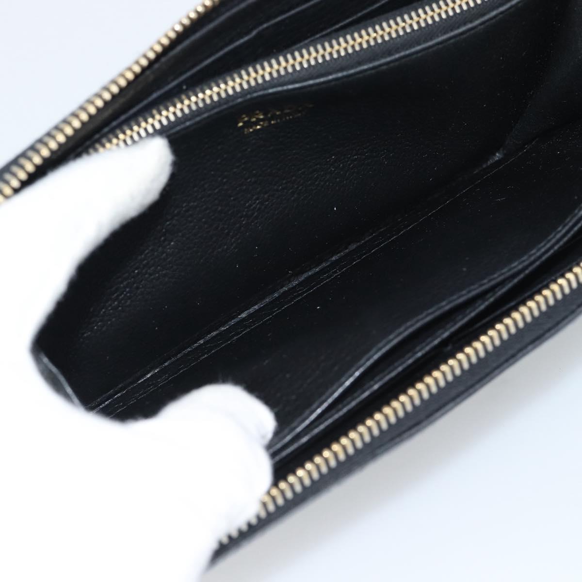PRADA Long Wallet Leather Black Gold Auth bs36598