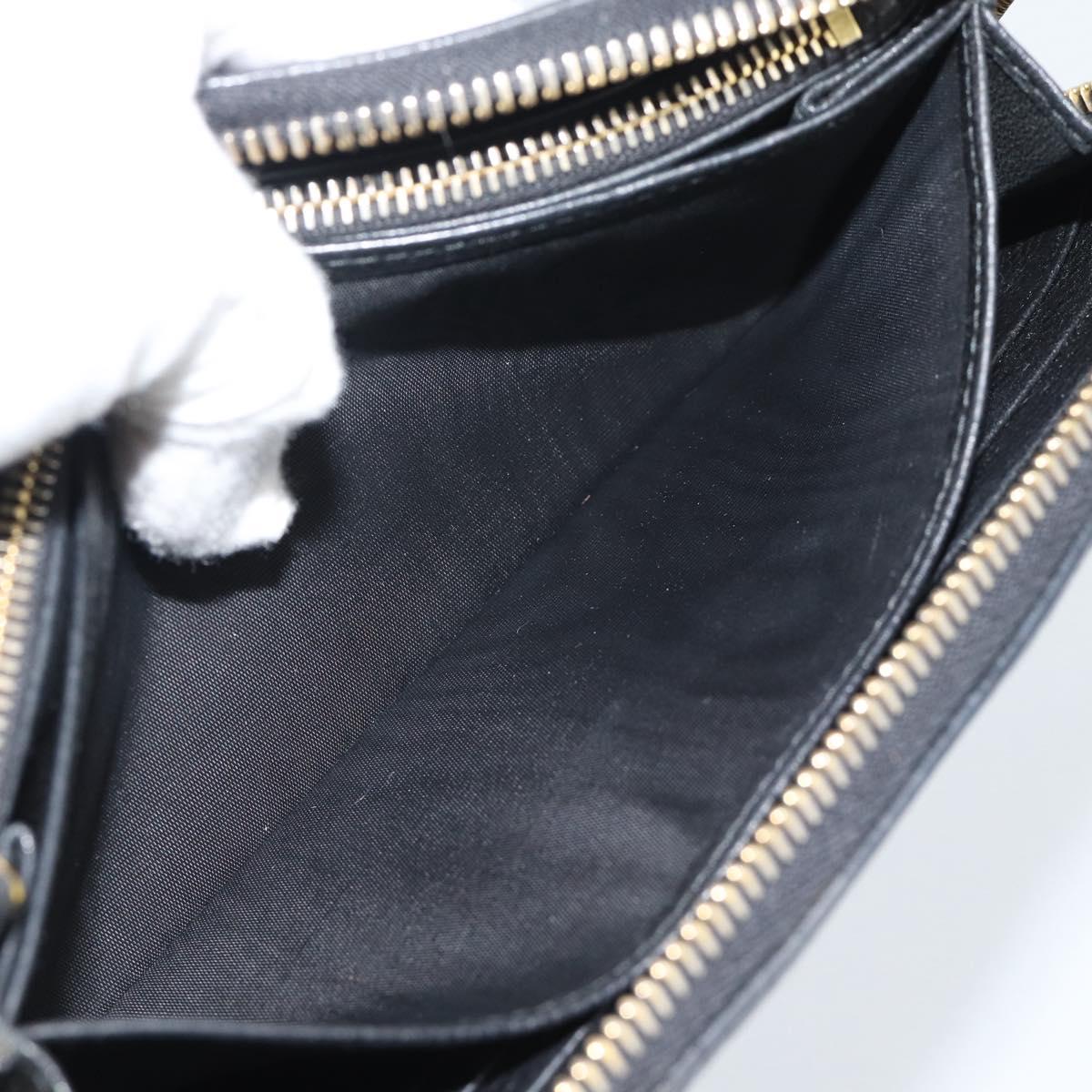 PRADA Long Wallet Leather Black Gold Auth bs36598