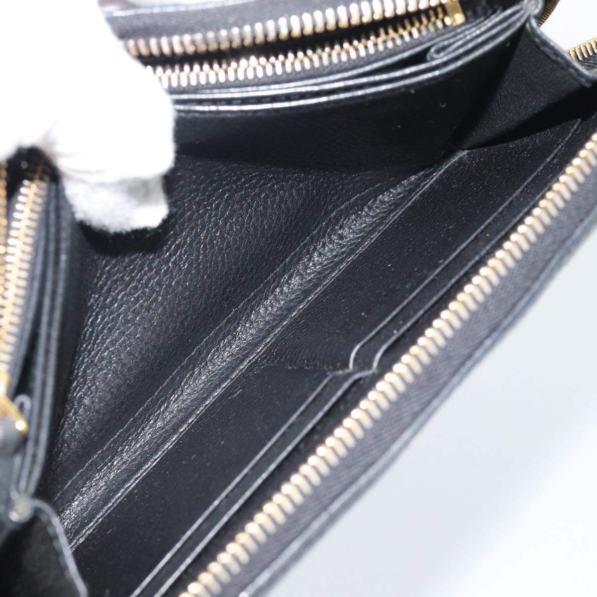 PRADA Long Wallet Leather Black Gold Auth bs36598