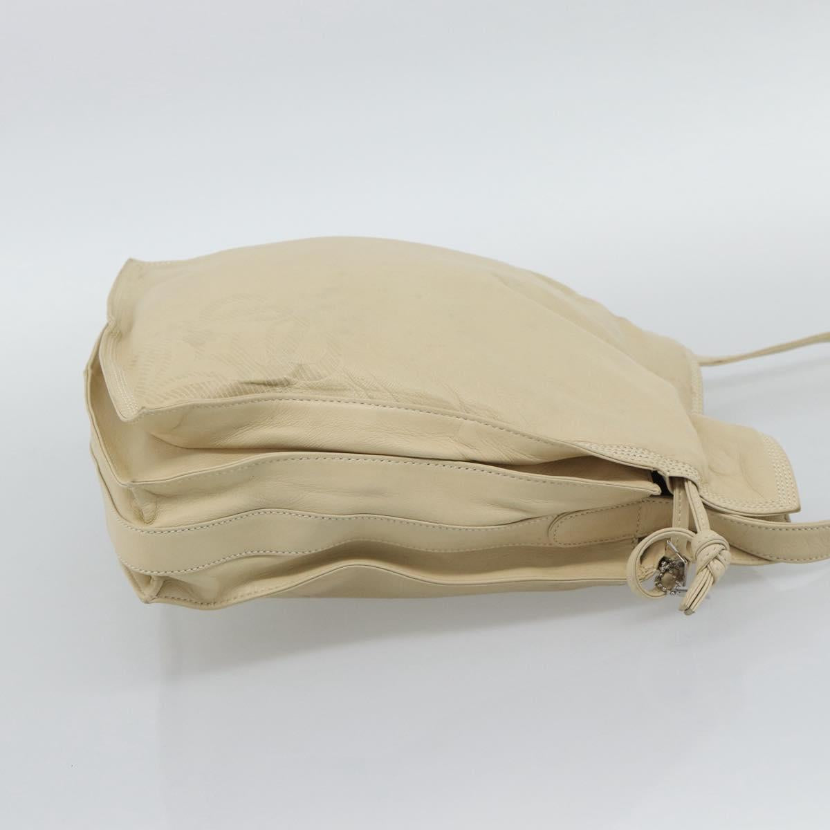 LOEWE Anagram Shoulder Bag Leather Ivory Gold Auth bs36600