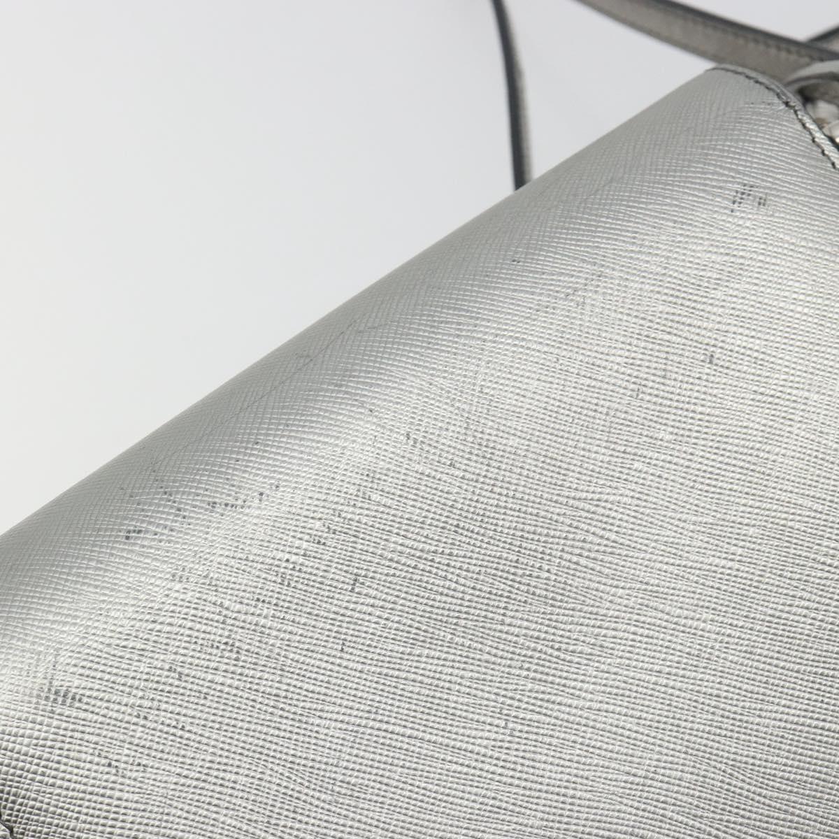 PRADA Shoulder Bag Saffiano leather Silver Auth bs36601
