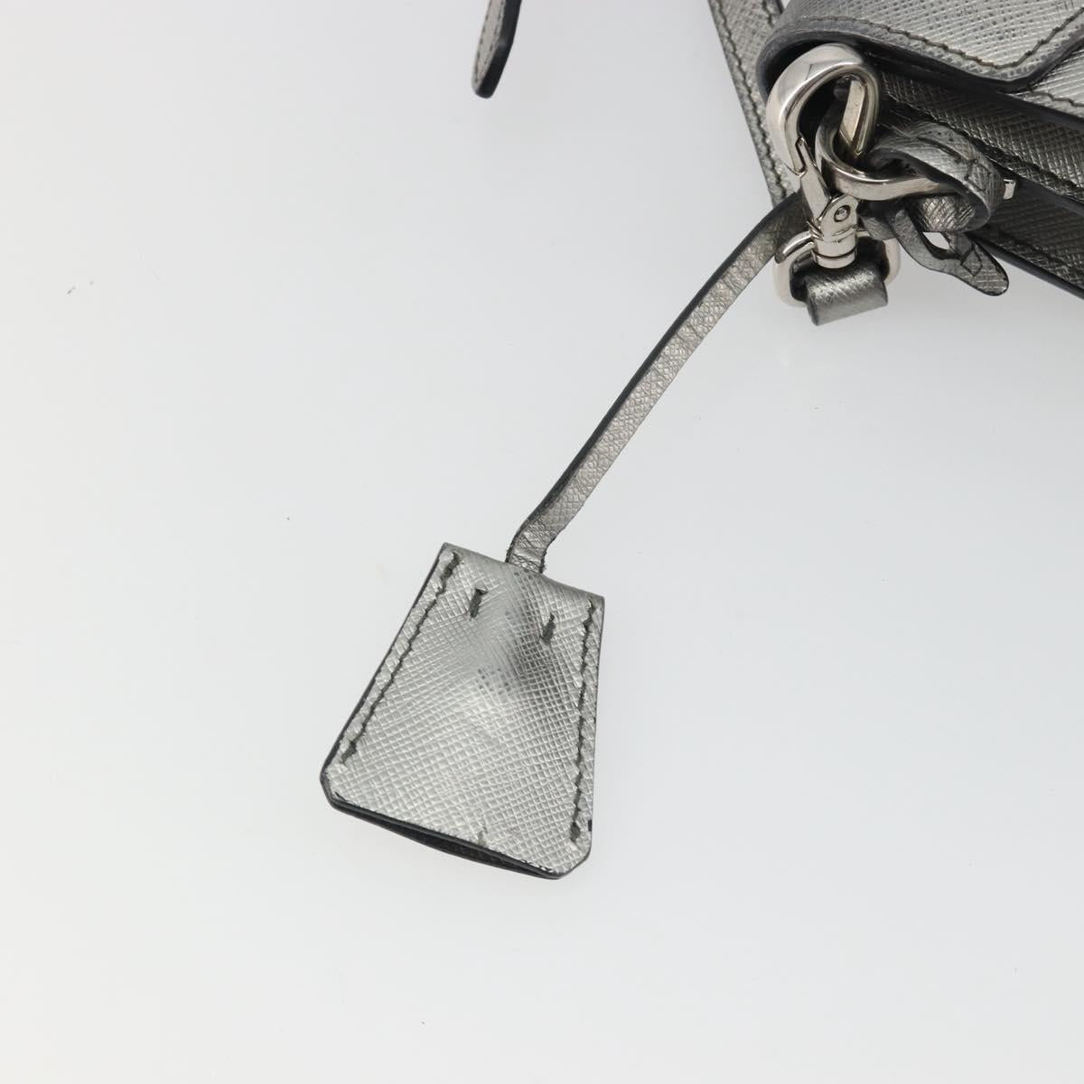 PRADA Shoulder Bag Saffiano leather Silver Auth bs36601
