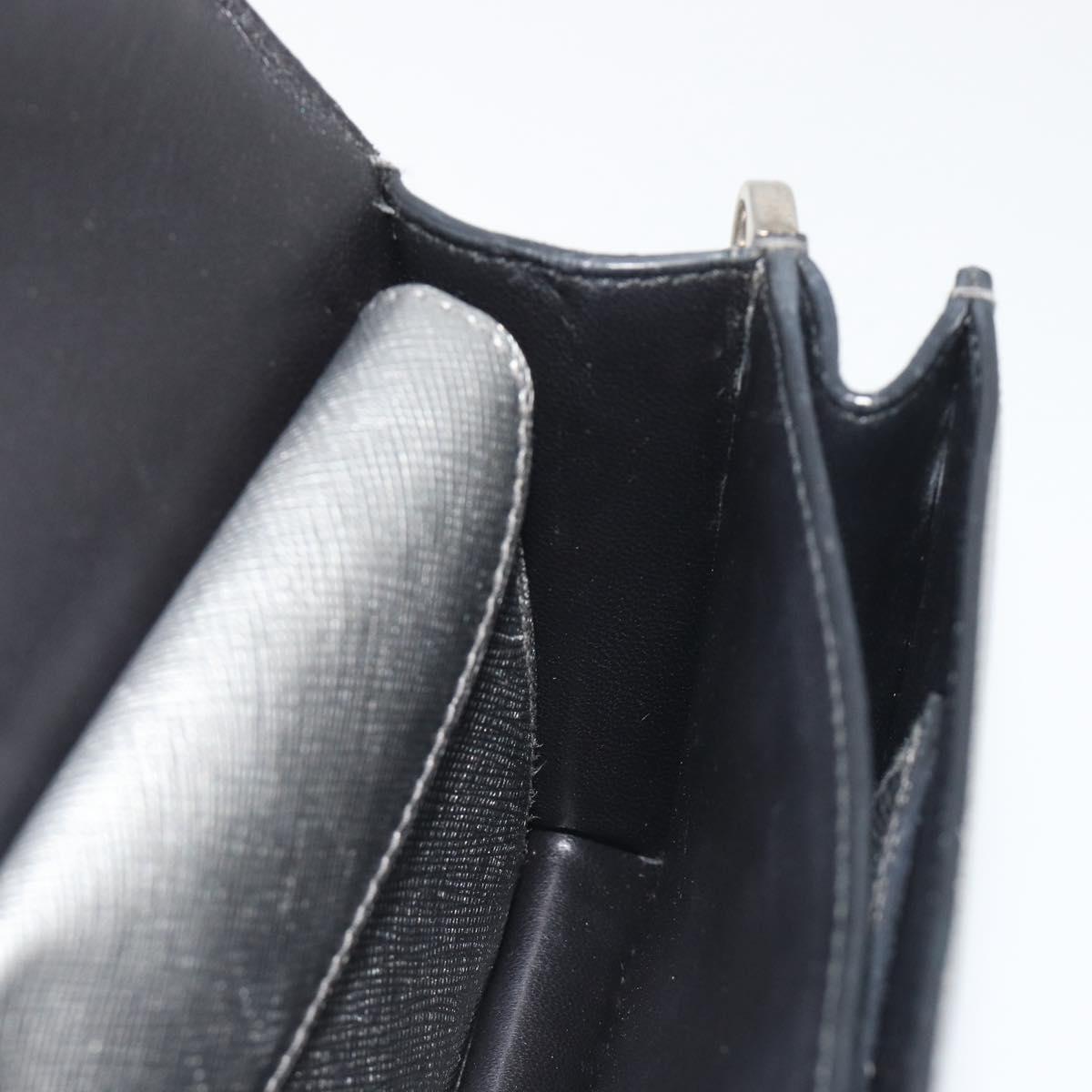 PRADA Shoulder Bag Saffiano leather Silver Auth bs36601