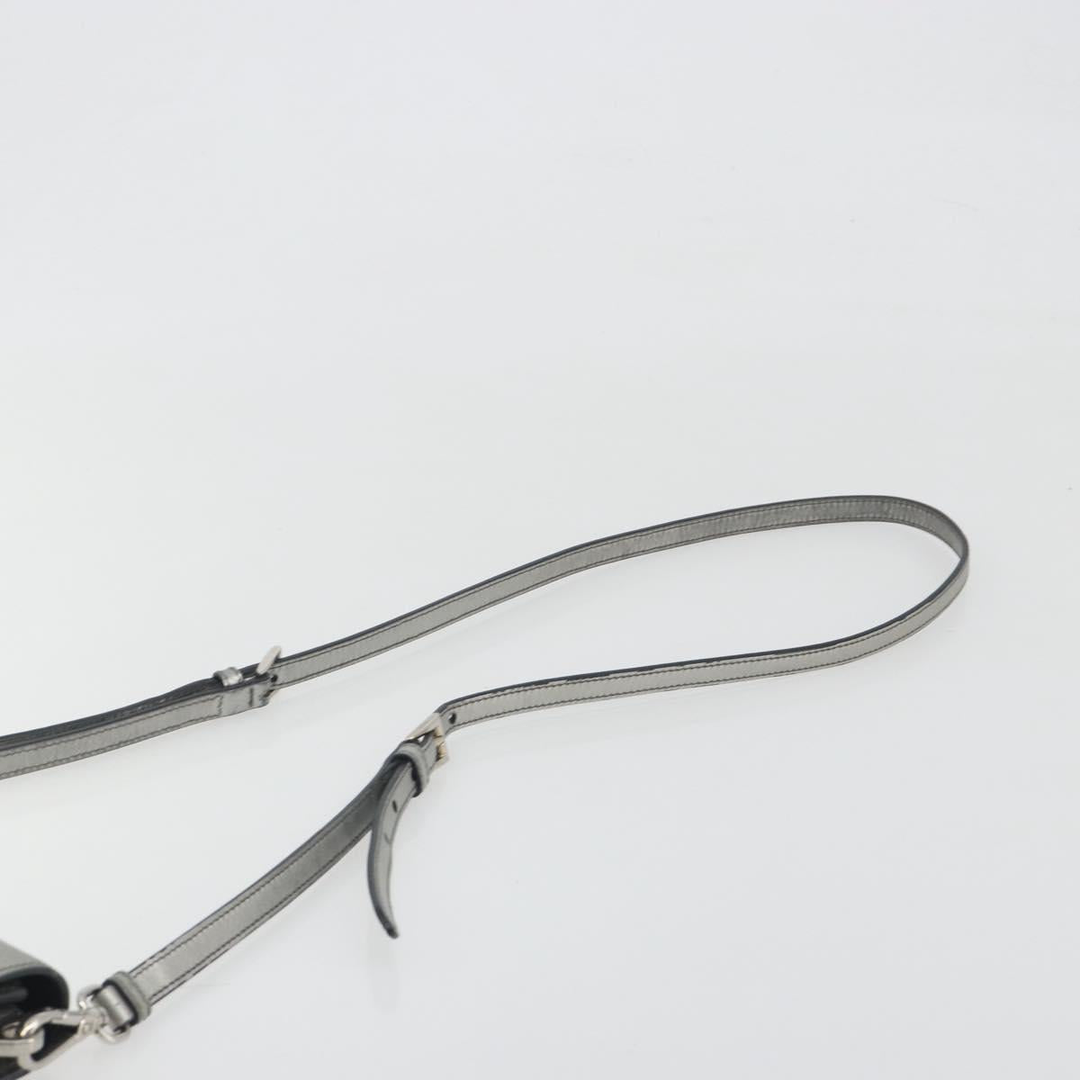 PRADA Shoulder Bag Saffiano leather Silver Auth bs36601