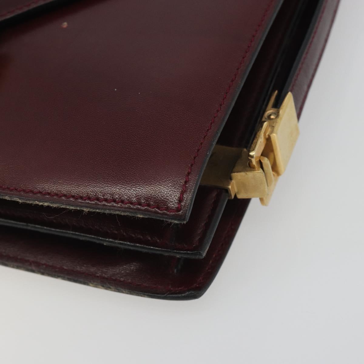 CELINE Shoulder Bag Leather Bordeaux Gold Auth bs36605