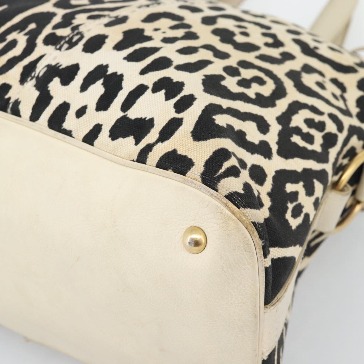 SAINT LAURENT Muse Tote Bag Canvas Beige Gold Auth bs36606