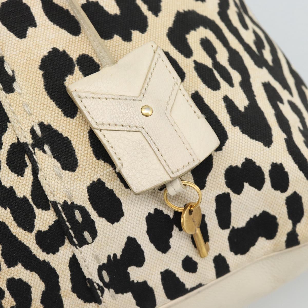 SAINT LAURENT Muse Tote Bag Canvas Beige Gold Auth bs36606