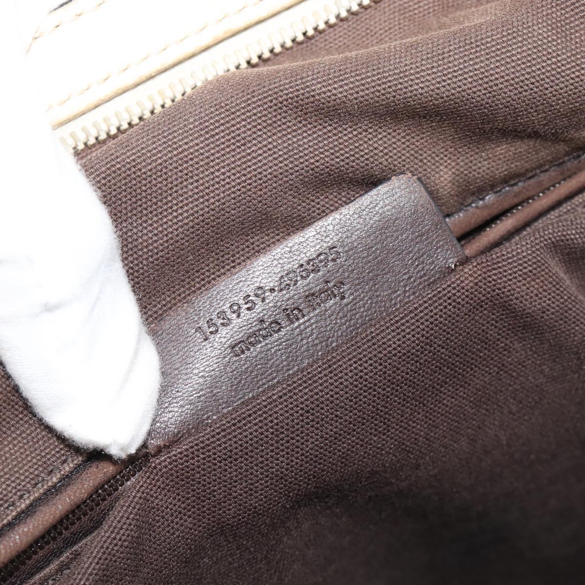 SAINT LAURENT Muse Tote Bag Canvas Beige Gold Auth bs36606