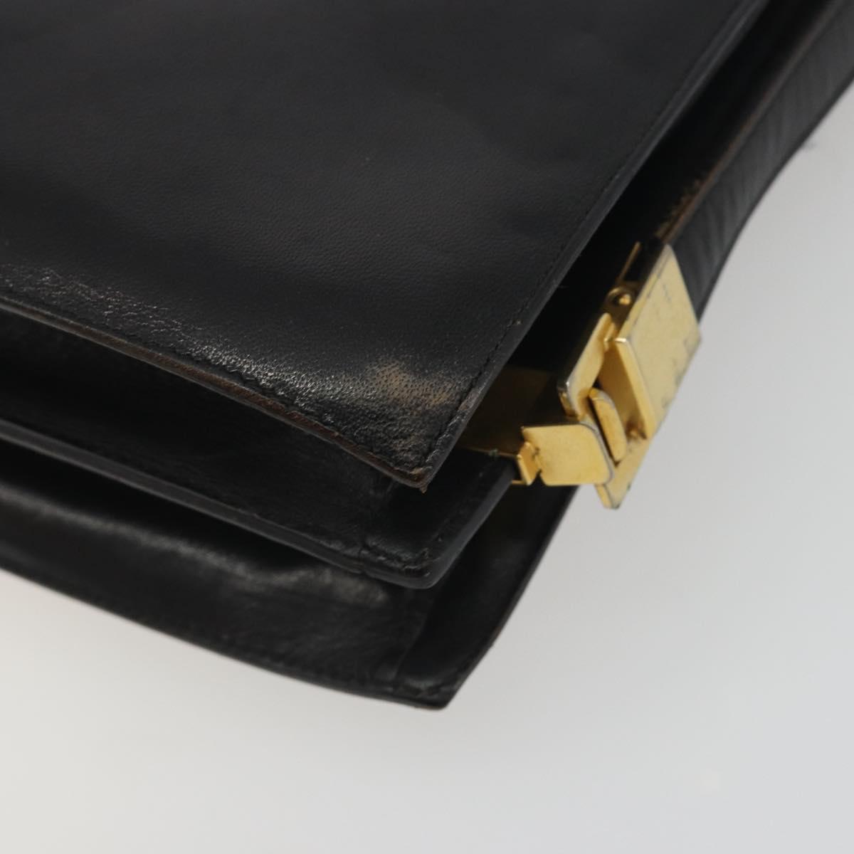 CELINE Shoulder Bag Leather Black Gold Auth bs36609
