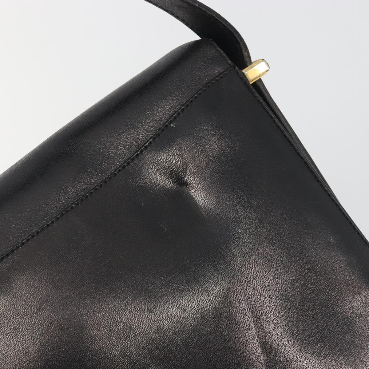 CELINE Shoulder Bag Leather Black Gold Auth bs36609