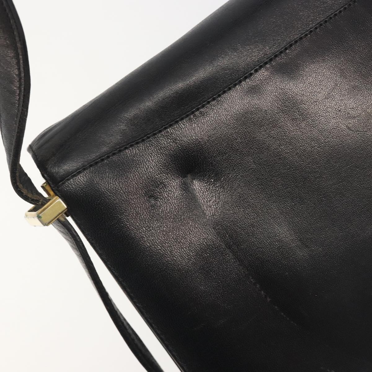 CELINE Shoulder Bag Leather Black Gold Auth bs36609