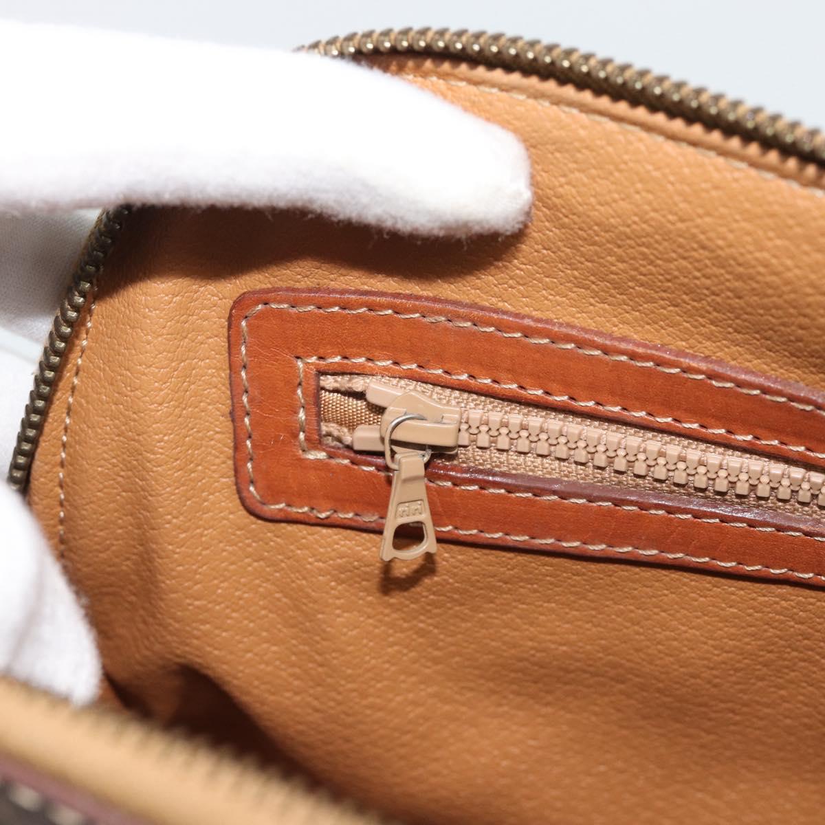 CELINE Macadam Canvas Hand Bag PVC Leather Brown Gold Auth bs36610