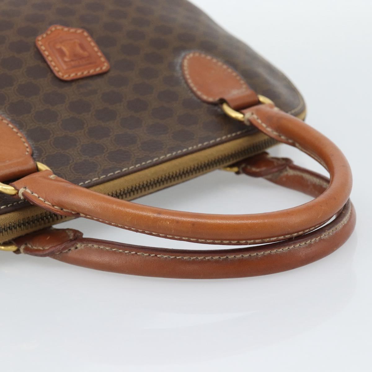 CELINE Macadam Canvas Hand Bag PVC Leather Brown Gold Auth bs36610