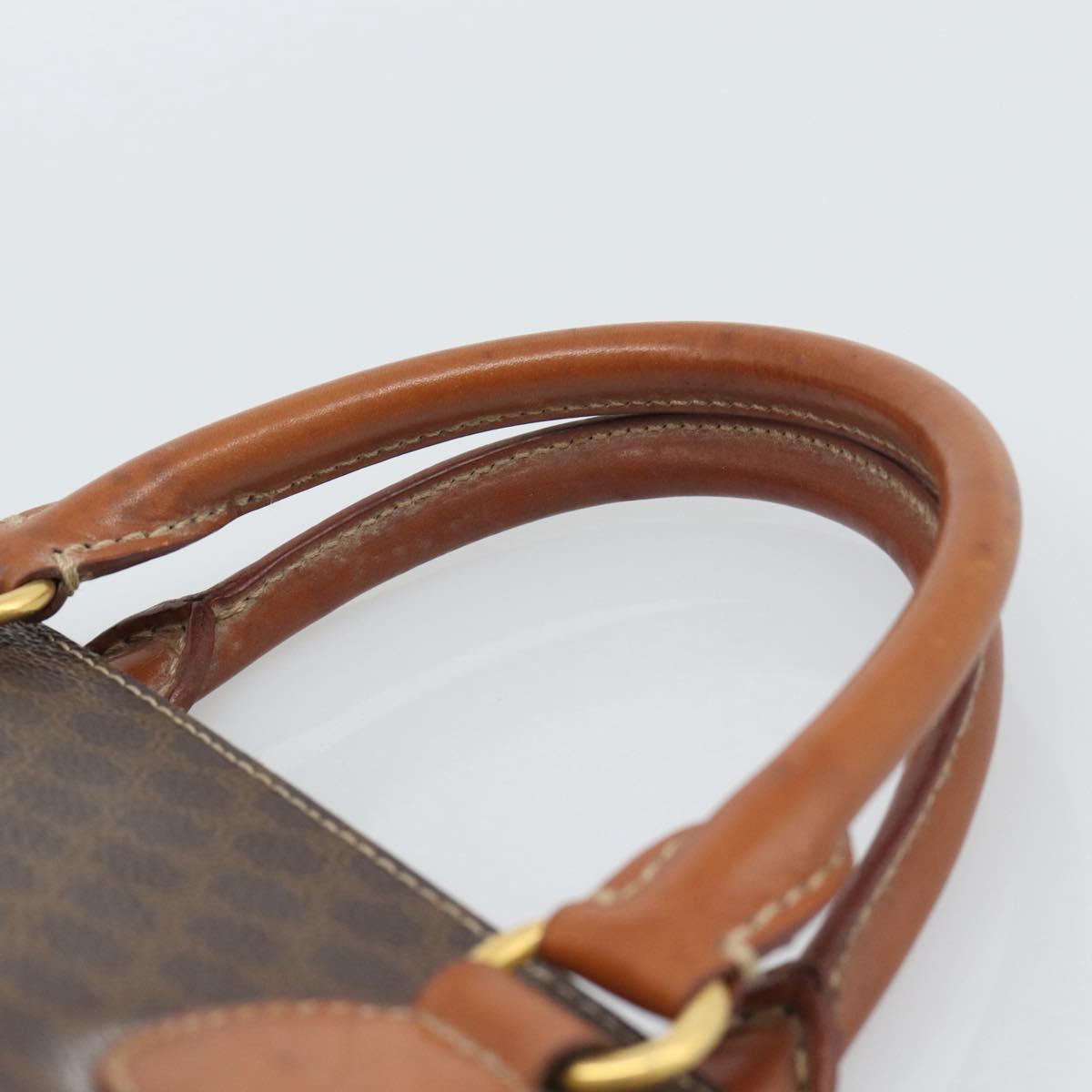 CELINE Macadam Canvas Hand Bag PVC Leather Brown Gold Auth bs36610