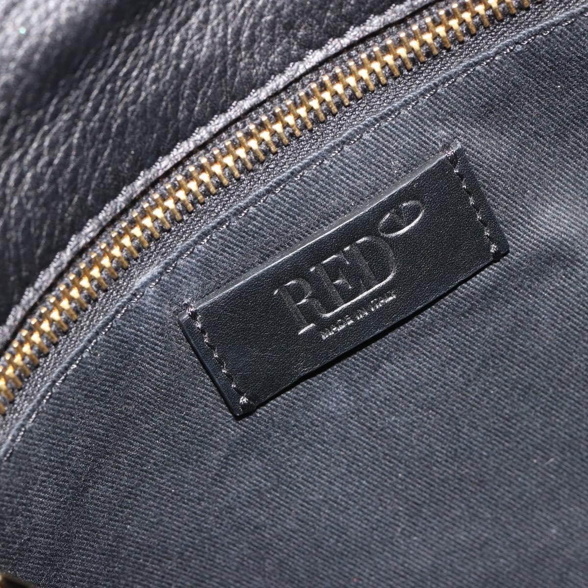 VALENTINO Shoulder Bag Leather Black Gold Auth bs36611V