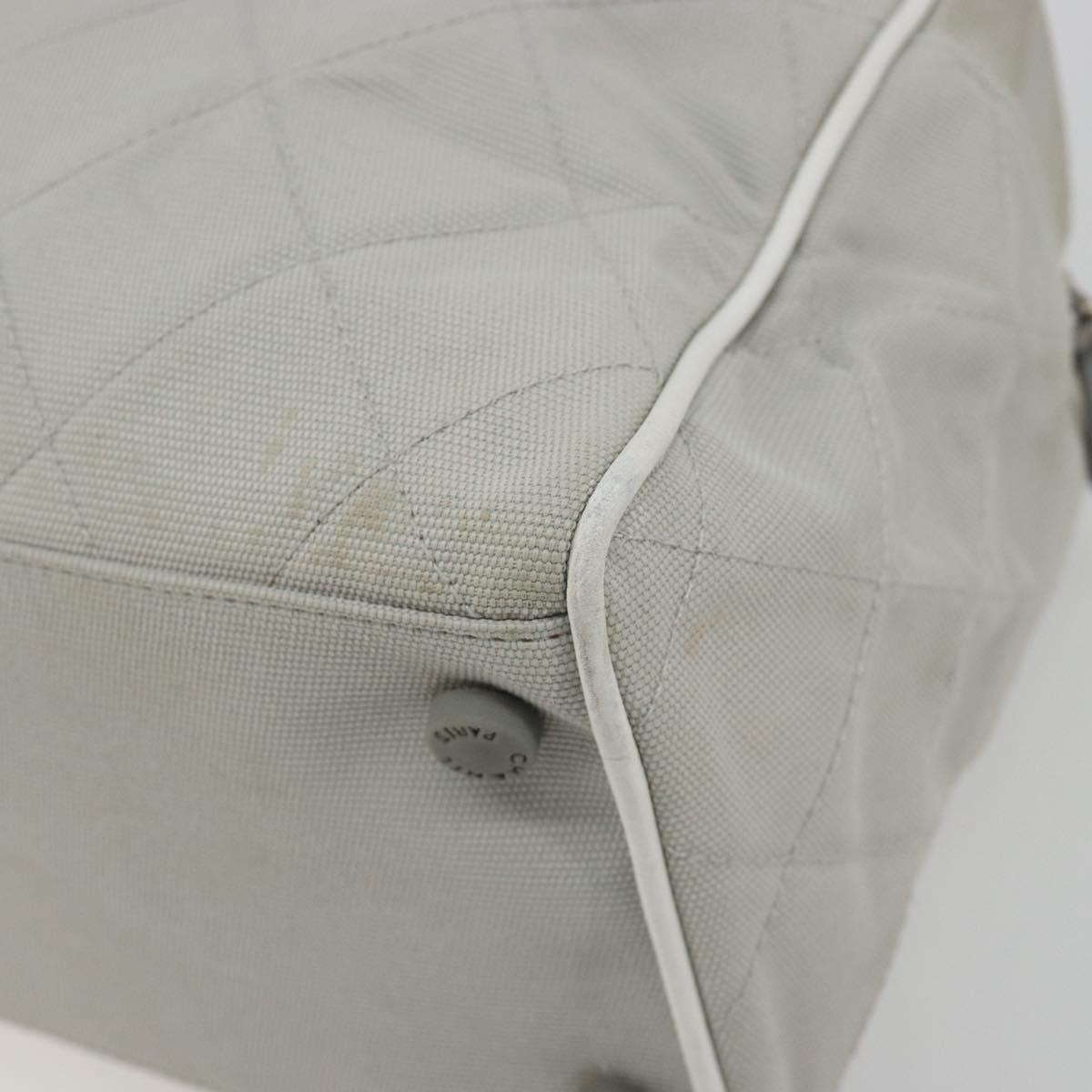 CHANEL Sports Line Matelasse Boston Bag Canvas Gray Silver CC Auth bs36613