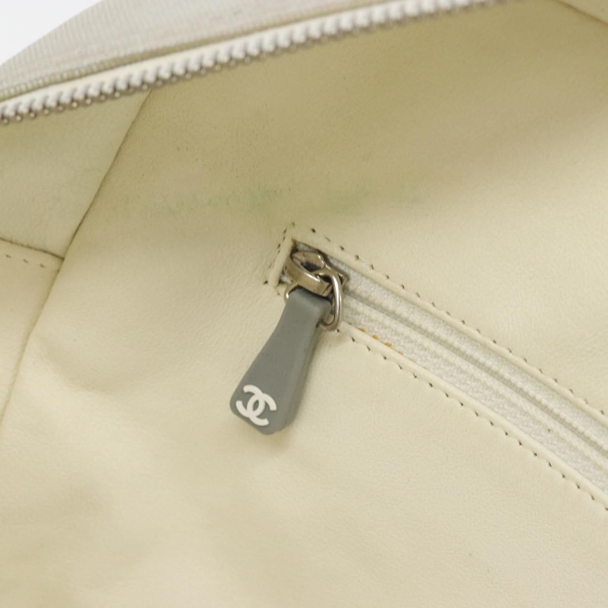 CHANEL Sports Line Matelasse Boston Bag Canvas Gray Silver CC Auth bs36613