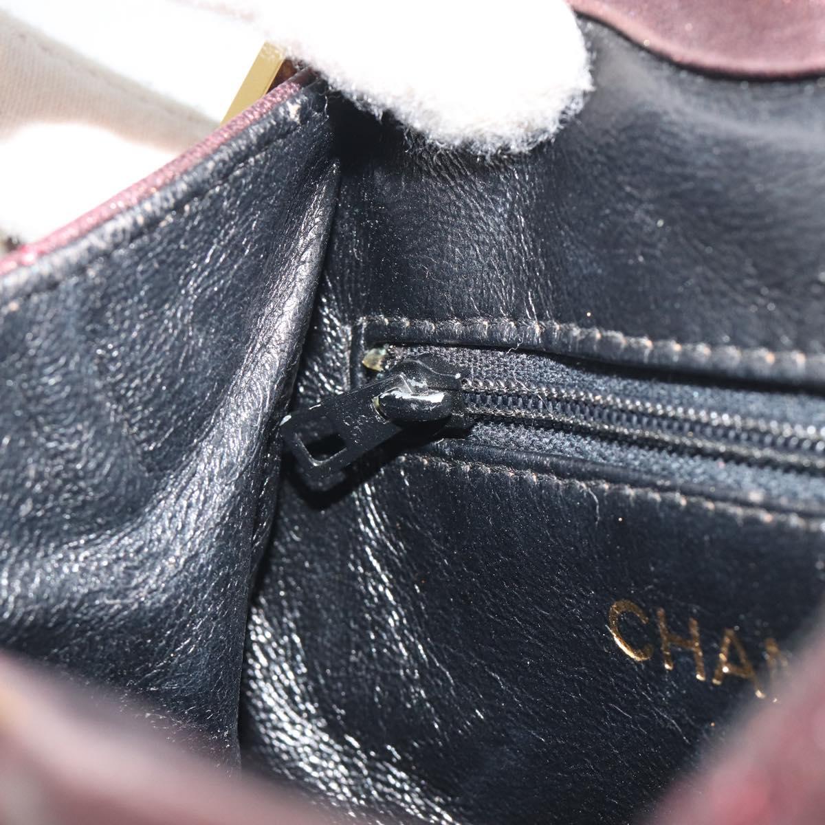 CHANEL Matelasse Waist Bag Lamb Skin Bordeaux Gold CC Auth bs36614A