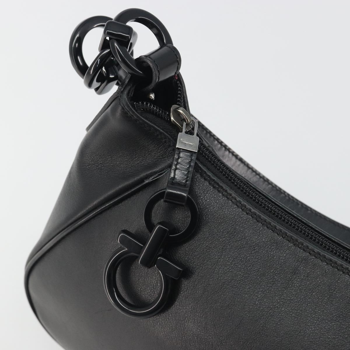 Salvatore Ferragamo Shoulder Bag Leather Black Auth bs36615V