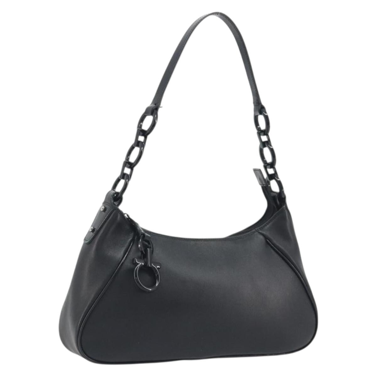 Salvatore Ferragamo Shoulder Bag Leather Black Auth bs36615V