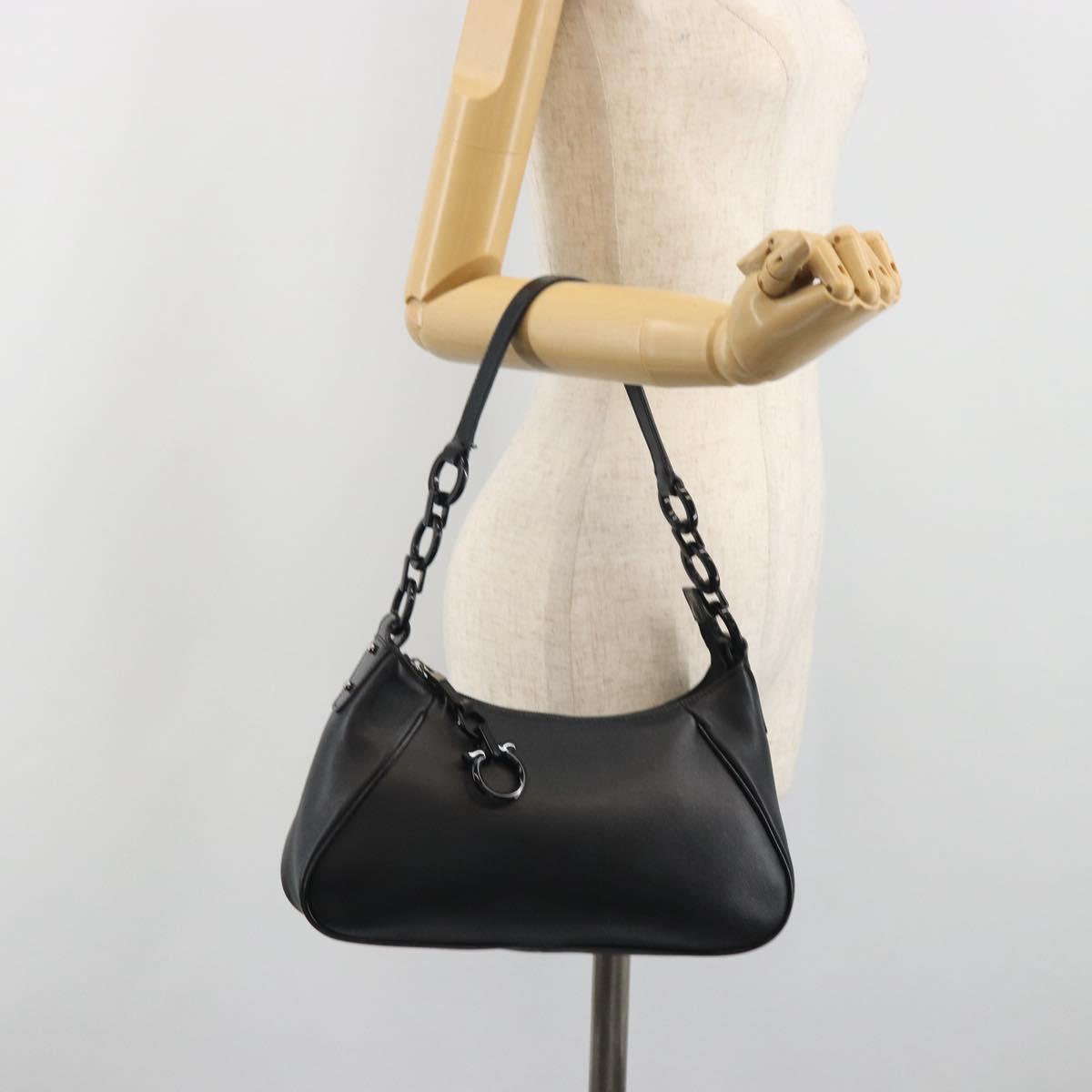 Salvatore Ferragamo Shoulder Bag Leather Black Auth bs36615V
