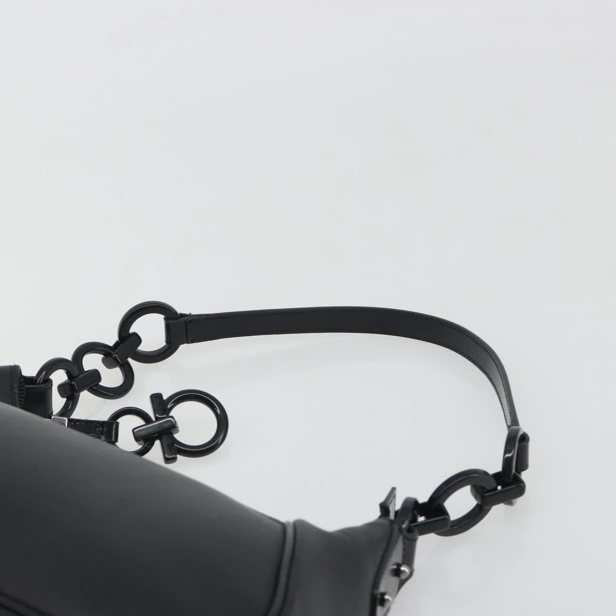 Salvatore Ferragamo Shoulder Bag Leather Black Auth bs36615V