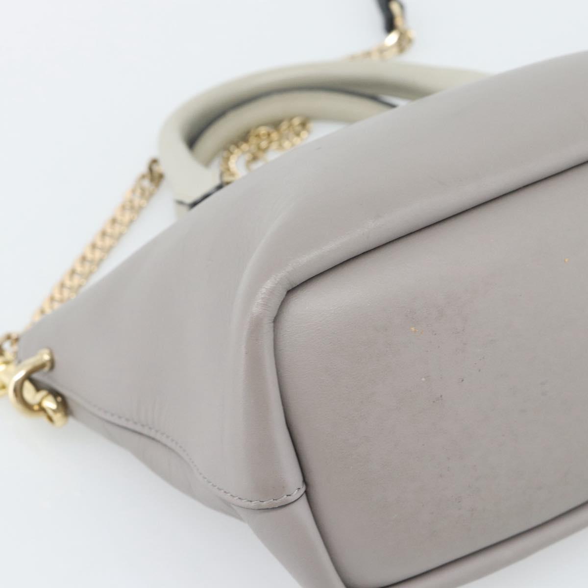 Chloe Hand Bag Leather 2way Gray Gold Auth bs36618A