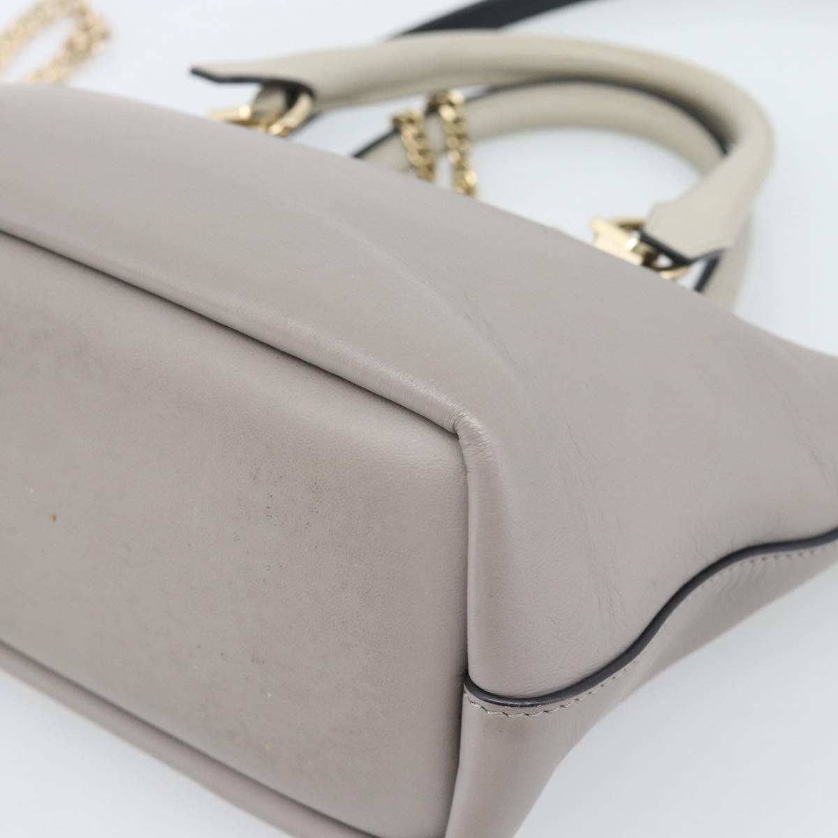 Chloe Hand Bag Leather 2way Gray Gold Auth bs36618A