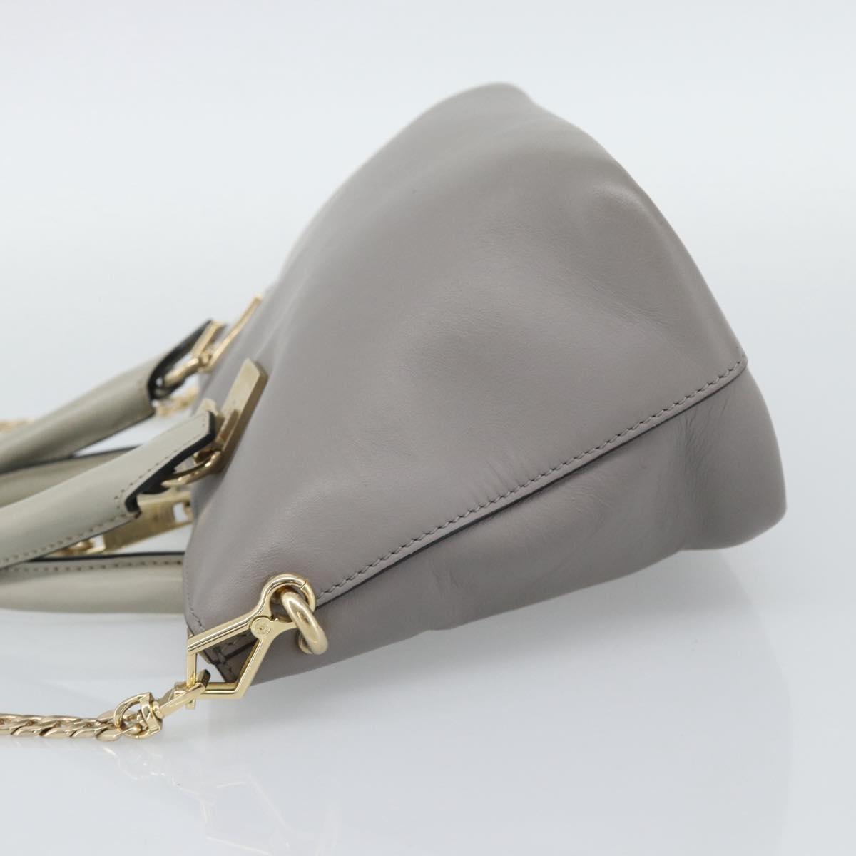 Chloe Hand Bag Leather 2way Gray Gold Auth bs36618A