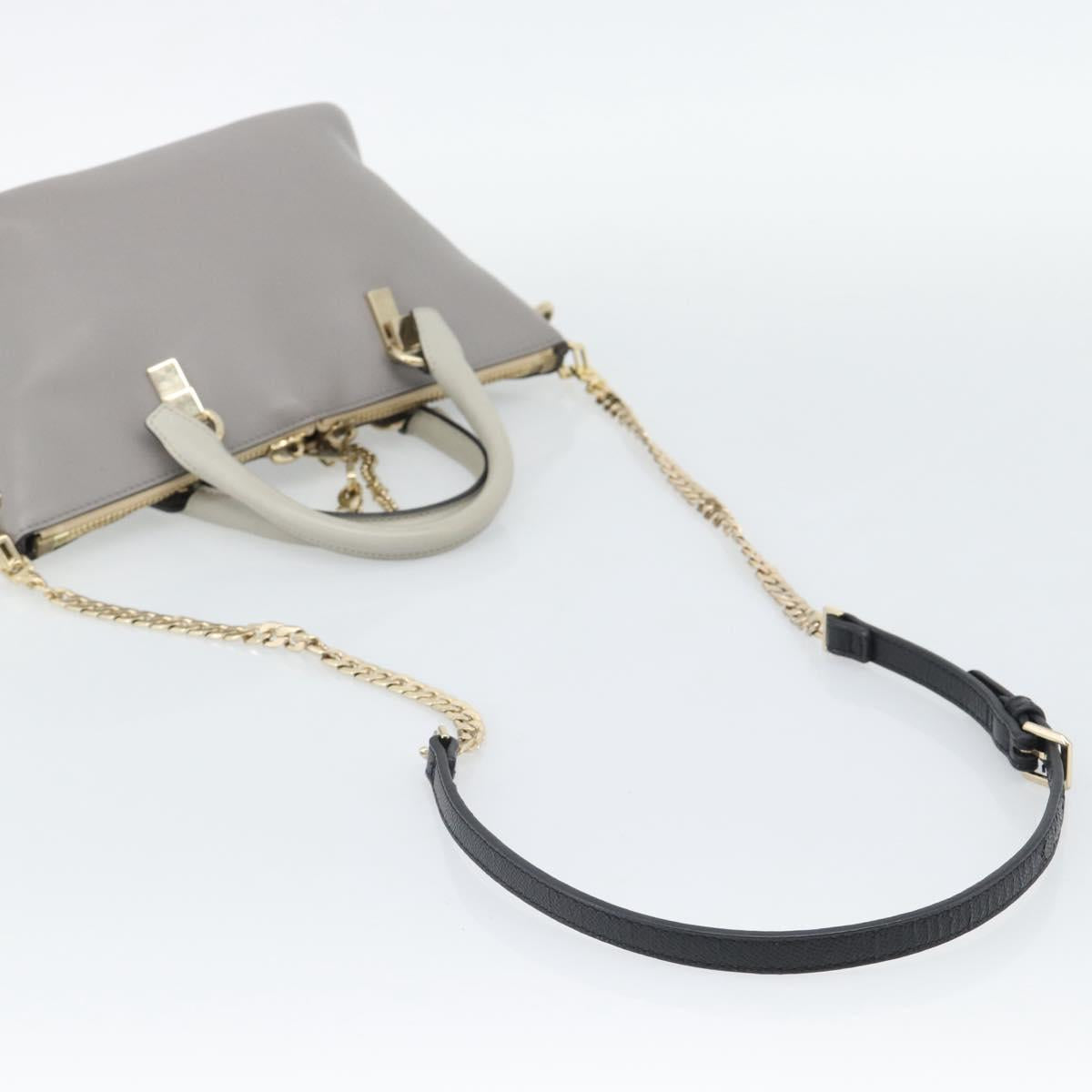 Chloe Hand Bag Leather 2way Gray Gold Auth bs36618A