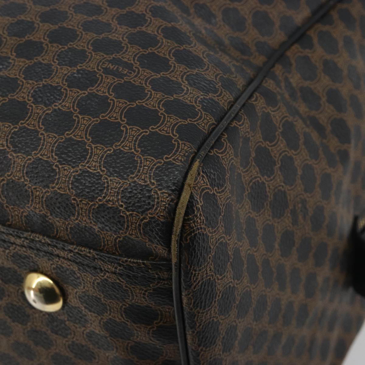 CELINE Macadam Canvas Boston Bag PVC Leather Black Gold Auth bs36619A